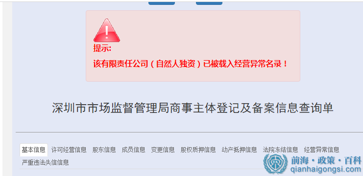 公司被列入經營異常 公司被列入經營異常